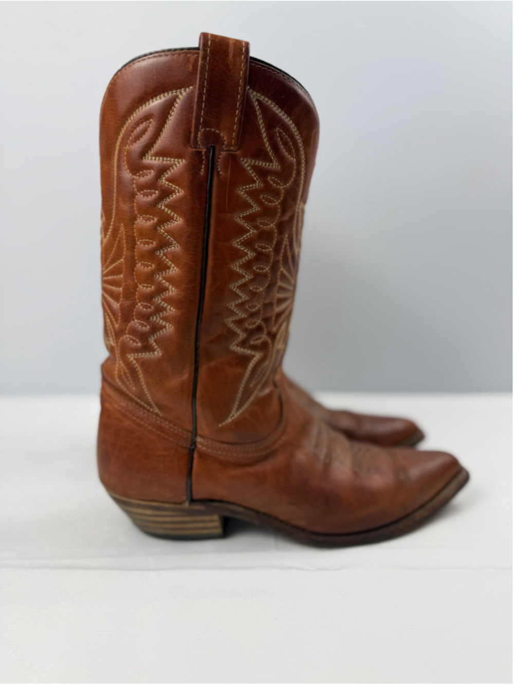 Boulet 8064 Western Dress Toe Cowboy Boots Brown men size 8.5
